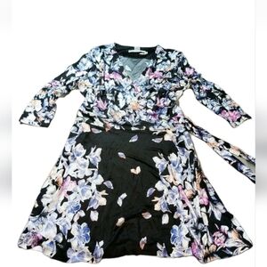 Peter Nygard Floral Faux Wrap Dress with Side Tie Sz 12 Petite